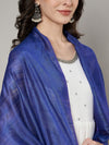 Royal Blue Solid Cotton Dupatta with Subtle Texture & Tassel Ends (Size: 2.5x1 m Approx)