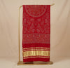 Bamboo Silk Bandhani Inspired Gajji Women Maroon Dupatta with Elephant & Floral Motifs and Golden Tape Border