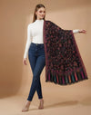 Regal Kani Weave All-Over Floral Jaal Wool Blend Black Stole | Kashmiri Inspired