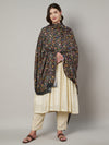 Bamboo Silk Black Kashmiri Women Stole with Traditional Paisley Jaal | Soft & Elegant | 80×28 Inches