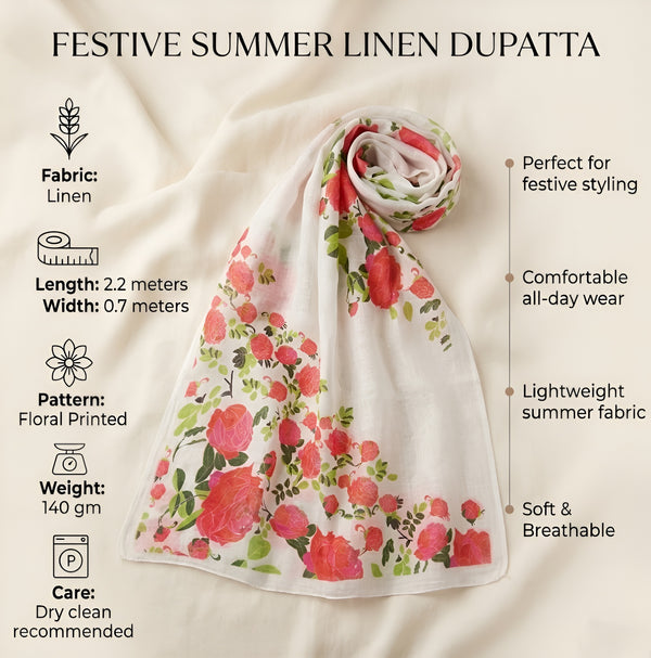 Linen Ethnic Printed Women Dupatta