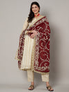 Maroon Georgette Dupatta with Hand Gota Patti Work (Size: 2.5x1 m Approx)