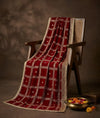 Maroon Chinon Dupatta with Gold Grid Embellishment (Size: 2.5x1 m Approx)