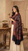Naqsh-e-Kashmir All-Over Floral Woven Kani Jacquard Wool Blend Black Shawl