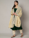 Cream Georgette Dupatta with Hand Gota Patti Work (Size: 2.5x1 m Approx)