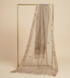 Gold Organza Dupatta with Mirror Flower Embroidery & Cutwork Border