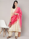 Rani Chanderi Silk Dupatta with Gold Border & Tassels (Size: 2.5x1 m Approx)