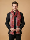 Reserve Mens All-Over Kalamkari Floral Print Bamboo Silk Red Stole