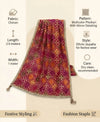 Luxe Phulkari Chinon Mirror Work Embroidered Pink Dupatta with Elegant Lace Border
