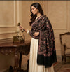 Naqsh-e-Kashmir Inspired Jamawar Floral Paisley Vine Wool Blend Black Shawl