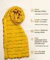 Yellow Nazneen Chiffon Dupatta with Multicolor Stripes & Pom Pom Border