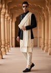 White Woolen Mens Shawl with Gold Border – 80x40 Inches