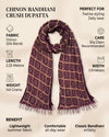 Chinon Bandhani Print Crush Women Wine Dupatta with Traditional Motif Grid Design & Tassel Detailing