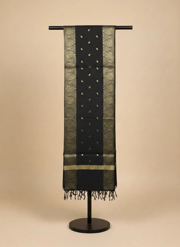 Black Woven Ethnic Motif Dupatta | Elegant Traditional Drape