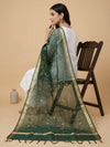 Green Organza Meena Jaal Dupatta | Elegant Sheer Festive Drape