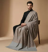 Mir-e-Khas Kashmiri Sozni Jaal Grey Shawl for Men – Wool Blend