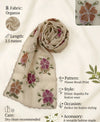 Luxe Organza Womens Beige Dupatta with Floral Brush Print Embellishment
