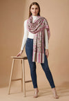 Regal Kani Weave Floral Wool Blend White Stole | Kashmiri Inspired