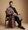 Mir-e-Khas Traditional Kashmiri Kani Weave Brown Shawl for Men – Wool Blend