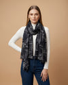 Signature Bamboo Silk Abstract PrintedStole | Modern Geometric Brushstroke Print