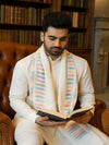 Woolen Mens Stole with Ikat-Inspired Woven Design | Refined Ethnic Wrap (80 × 28 Inches)