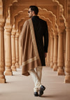 Brown Woolen Mens Shawl with Gold Border – 80x40 Inches