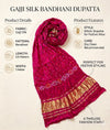 Luxurious Gajji Silk Pink Dupatta with Bandhani Dots & Zari Border