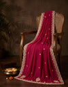 Luxe Vichitra Women Rani Dupatta with 4 Side Scalloped Embroidered Border & Buti Embellishment