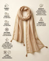 Fendi Women Dupatta – Beige Tone with Lace Border & Latkan