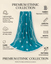 Blue Nazneen Chiffon Mens Dupatta with Floral Embroidery & Border