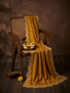 Luxe Rangoli Women Gold Dupatta with 4 Side Scalloped Embroidered Border & Buti Embellishment