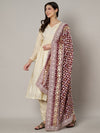 Maroon Georgette Dupatta with Gold Foil Booti & Lace Border (Size: 2.5x1 m Approx)