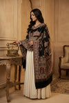 Naqsh-e-Kashmir Inspired Mughal Palace Scenic Jacquard Woven Black Shawl with Zari Work