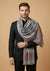 Noble Kani Woven Paisley Border Wool Blend Grey Stole