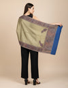 Bamboo Silk Gold Women Shawl with Intricate Paisley Border | Elegant Heritage Wrap (80 × 40 Inches)