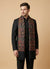 Noble Mens Wool Blend Floral Kani Weave Black Stole