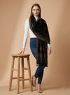 Regal Kani Woven Paisley Border Wool Blend Black Stole | Kashmiri Inspired