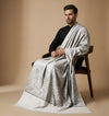 Mir-e-Khas Kashmiri Sozni Jaal White Shawl for Men – Wool Blend
