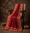 Heritage Kutch & Phulkari Heritage Art Mirror Work Embroidered Maroon Mens Dupatta with Ornate Border