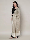 Woolen Women Shawl in White with All-Over Floral Jaal Weave (80 x 40 Inches)