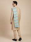 Woolen Zig-Zag Moonlight Zari Mens Stole | Heritage Wrap (80 x 28 Inches)