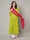Rani Silk Dupatta with Scalloped Cutwork Border & Sequin Highlights (Size: 2.5x1 m Approx)