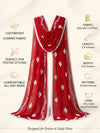 Red Nazneen Chiffon Embroidered Dupatta with Floral Work