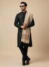 Woolen Zig-Zag Moonlight Zari Mens Stole | Heritage Wrap (80 x 28 Inches)
