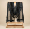 Black Organza Dupatta with Golden Beads Work & Tassel Border
