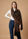 Regal Floral & Paisley Kani Weave Wool Blend Black Stole