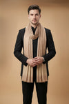 Timeless Mens Wool Blend All-Over Zari Jacquard Floral Trellis Brown Stole