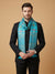 Reserve Mens Wool Blend Multicolor Geometric Diamond Jacquard TealStole with Mughal Floral Border