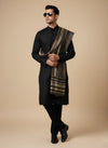Woolen Zig-Zag Moonlight Zari Mens Stole | Heritage Wrap (80 x 28 Inches)