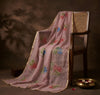 Luxe Organza Women Pink Dupatta with Handbrush Floral Art & Beads